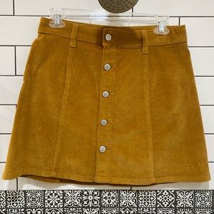 NWOT Mustard button-up high waisted corduroy skirt